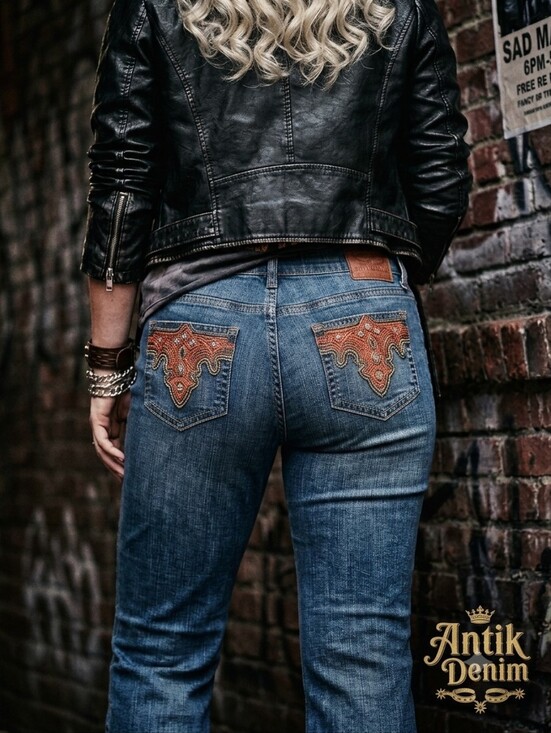 Antik Denim Denim - ANTIK DENIM Embellished Straight Leg JEANS Y2K Plus Size 24W VINTAGE